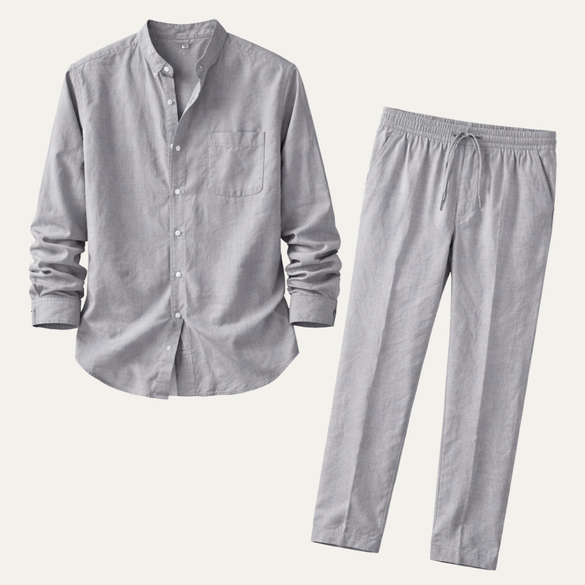 Men's Linen Shirt And Pants Set Relaxed Fit - VibreMode