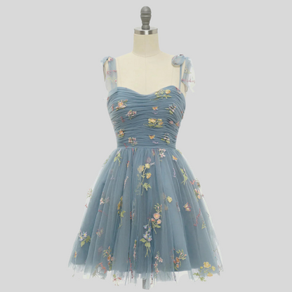 Women's Embroidered Tulle Ball Gown Evening Dress