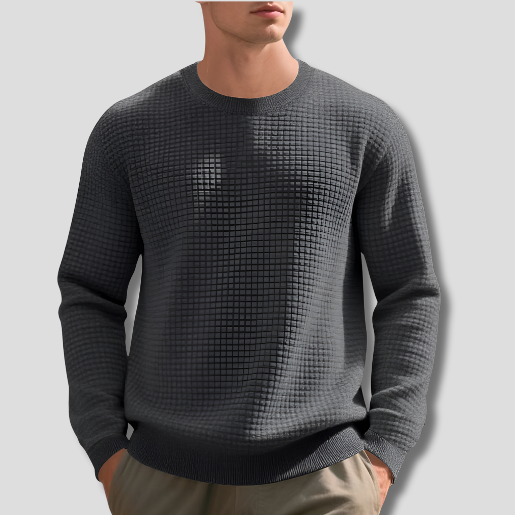 Men's Waffle Knit Sweater Comfortable