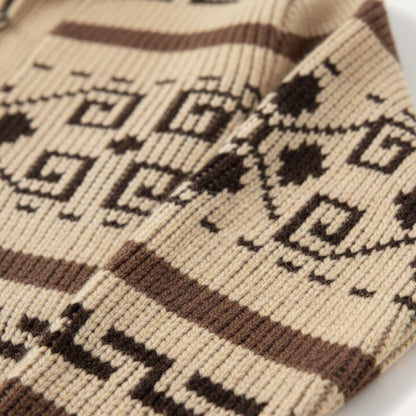 Men's Cashmere Cardigan Shawl Collar Button Up Beige