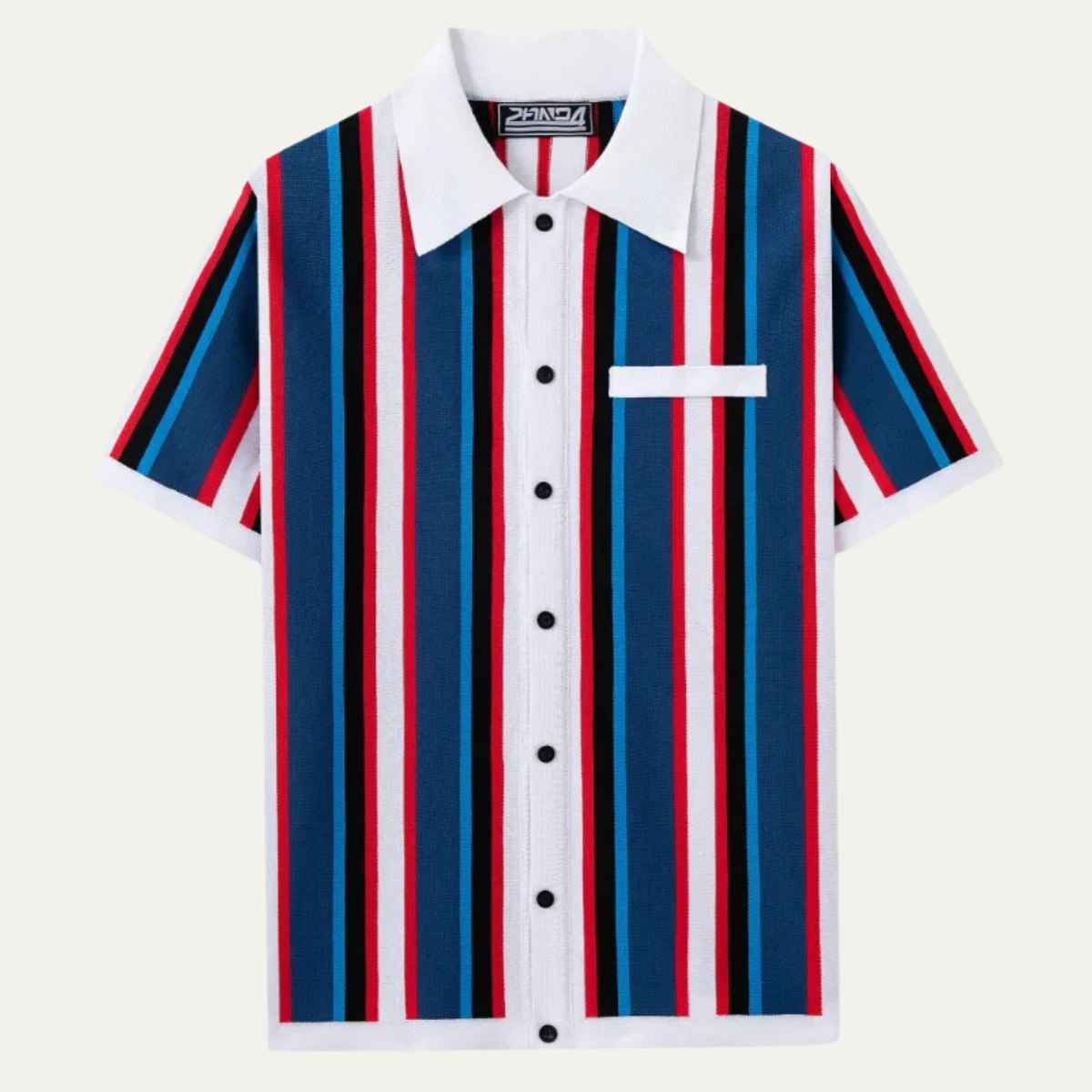 Men's Striped Knit Polo Shirt - VibreMode