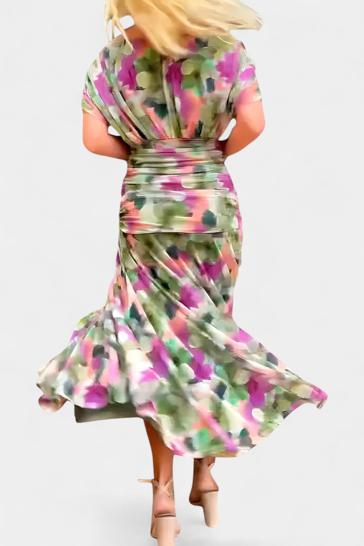 Chic Cold Shoulder Flowy Midi Dress
