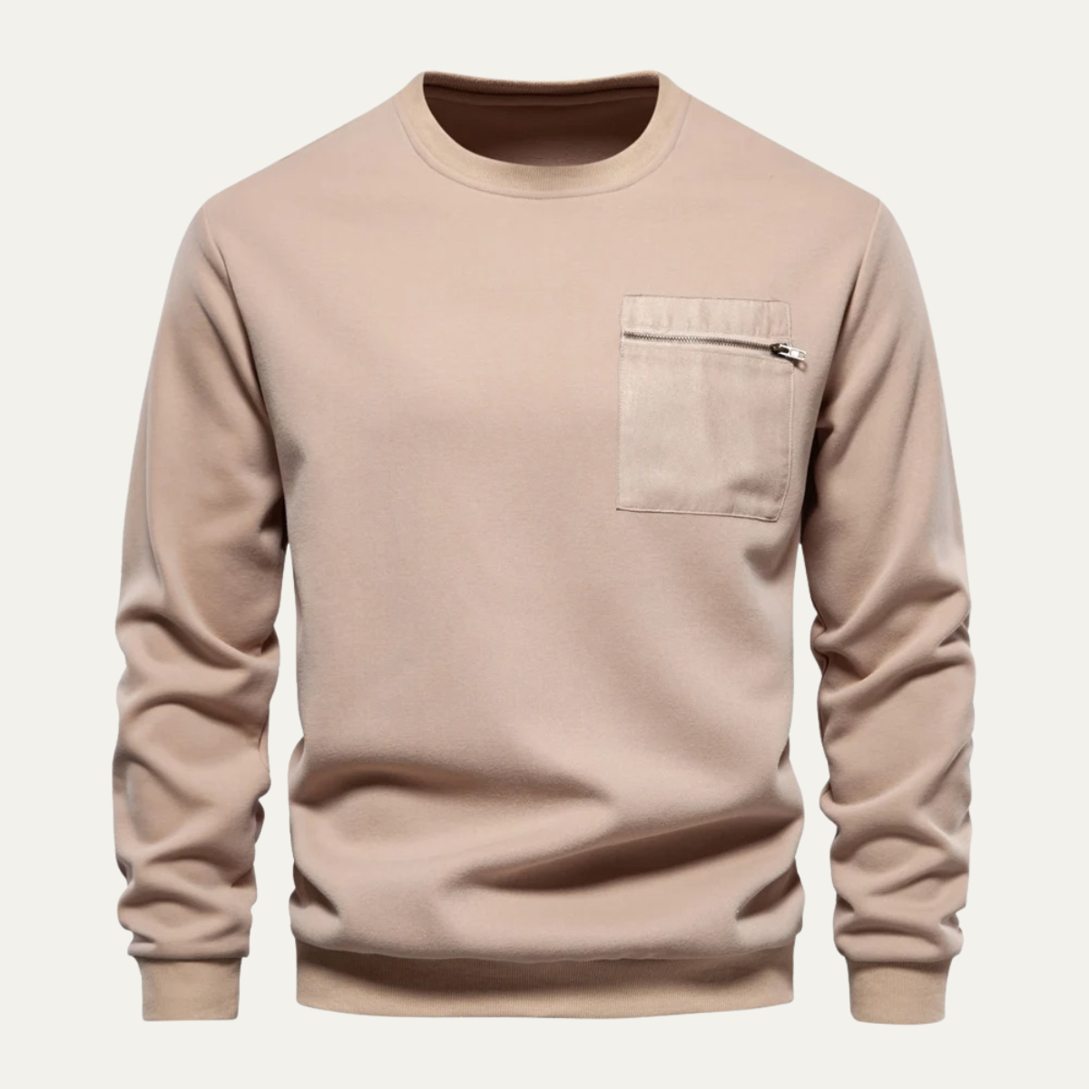 Men's Crew Neck Sweater Chest Pocket - VibreMode