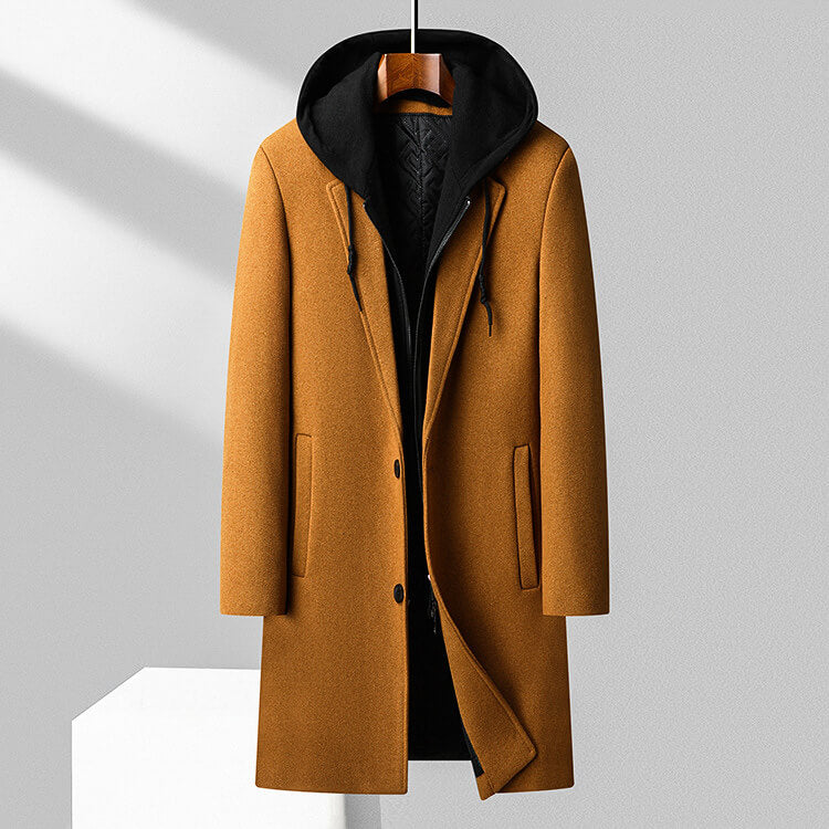 Warm Thick Woolen Hooded Coat - VibreMode