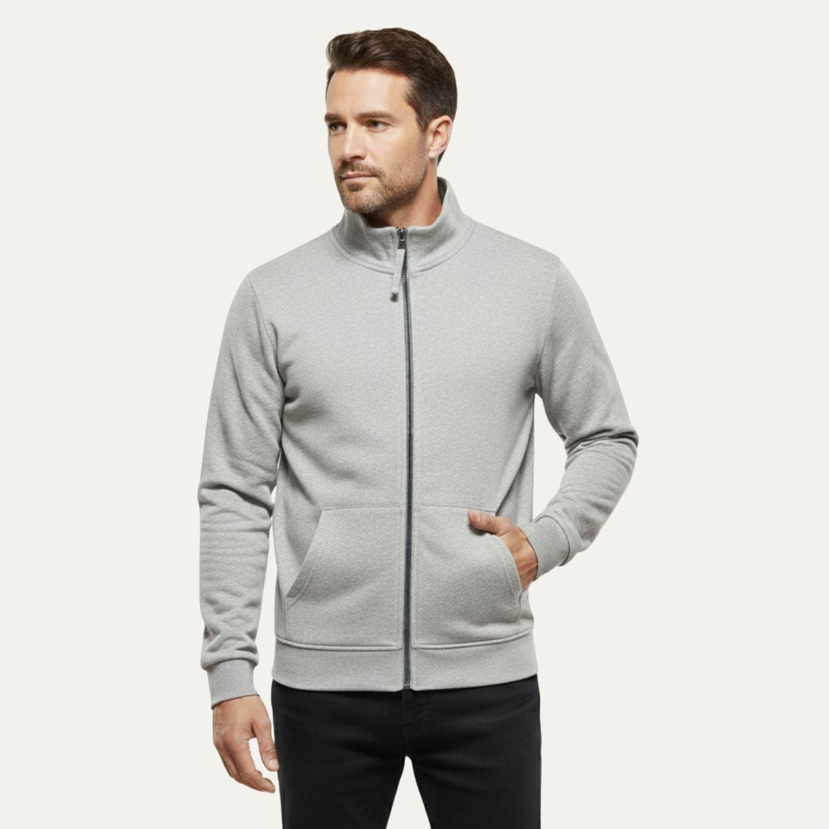 Men's Cotton Zip Jacket with Pockets