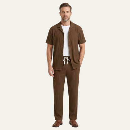 Men's Linen Two Piece Set Lightweight Shirt Pants
