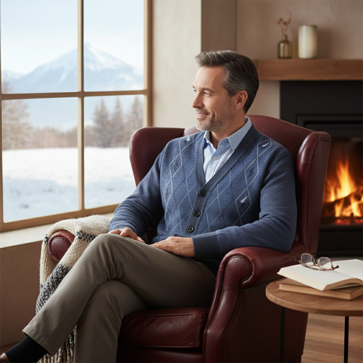 Men's V Neck Cardigan Sweater With Pockets