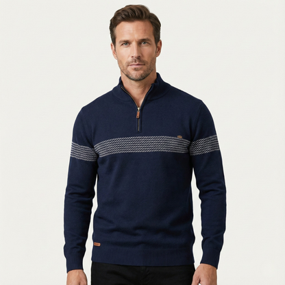 Men's Casual Half Zip Knit Sweater Stand Collar