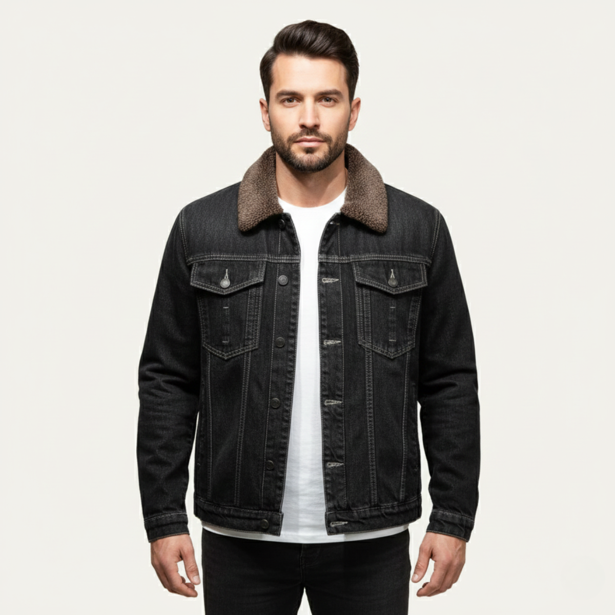 Men's Fleece Lined Denim Winter Jacket