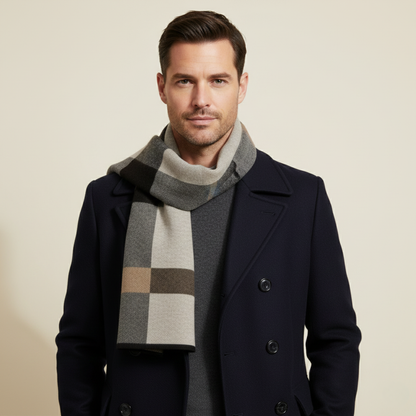 Men's Classic Plaid Scarf Wool Knit
