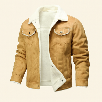 Men's Suede Leather Jacket Fleece Lined