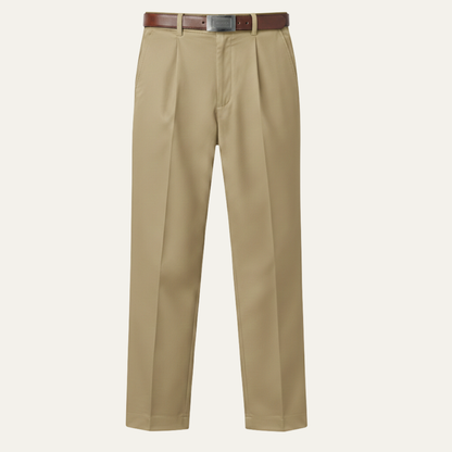 Men's Classic Straight Leg Pants Double Pleated Wool Black