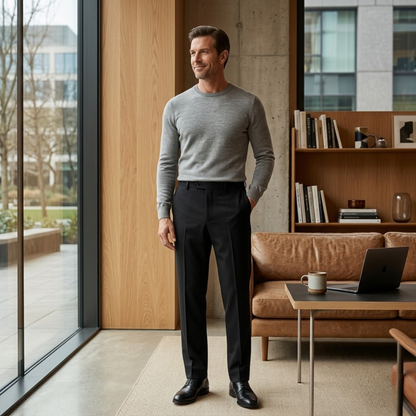 Moltrasio Men's Wool Blend Business Pants