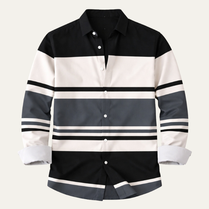 Men's Striped Color Block Shirt