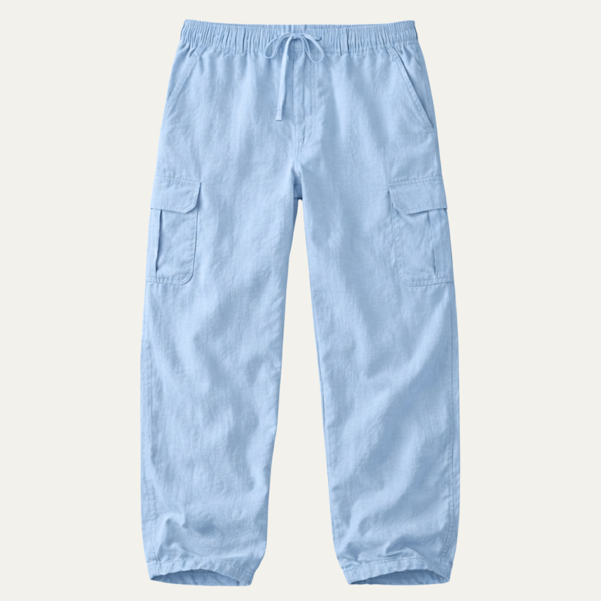 Men's Cotton Linen Cargo Pants Loose Fit Multi Pocket