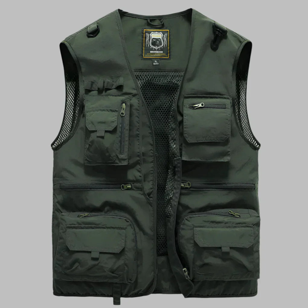 Men's Summer Vest Multi Pocket Cotton Beige
