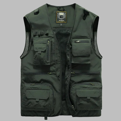 Men's Summer Vest Multi Pocket Cotton Beige