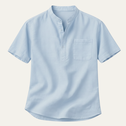 Men's Linen Henley Shirt Casual Light Beige