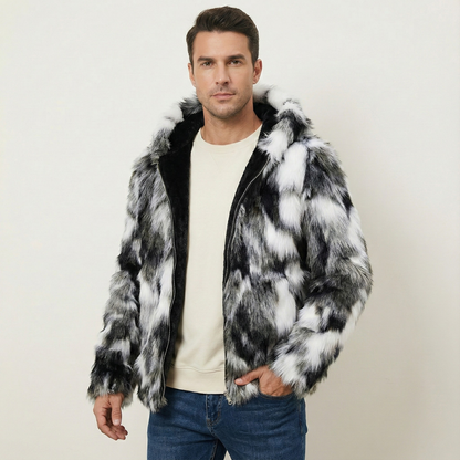 Men's Soft Fur Hooded Winter Jacket