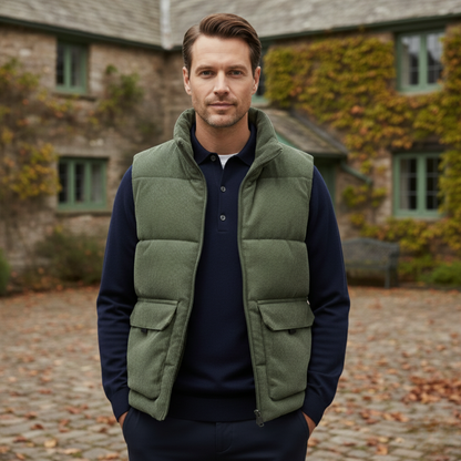 Mens Corduroy Quilted Gilet Lightweight
