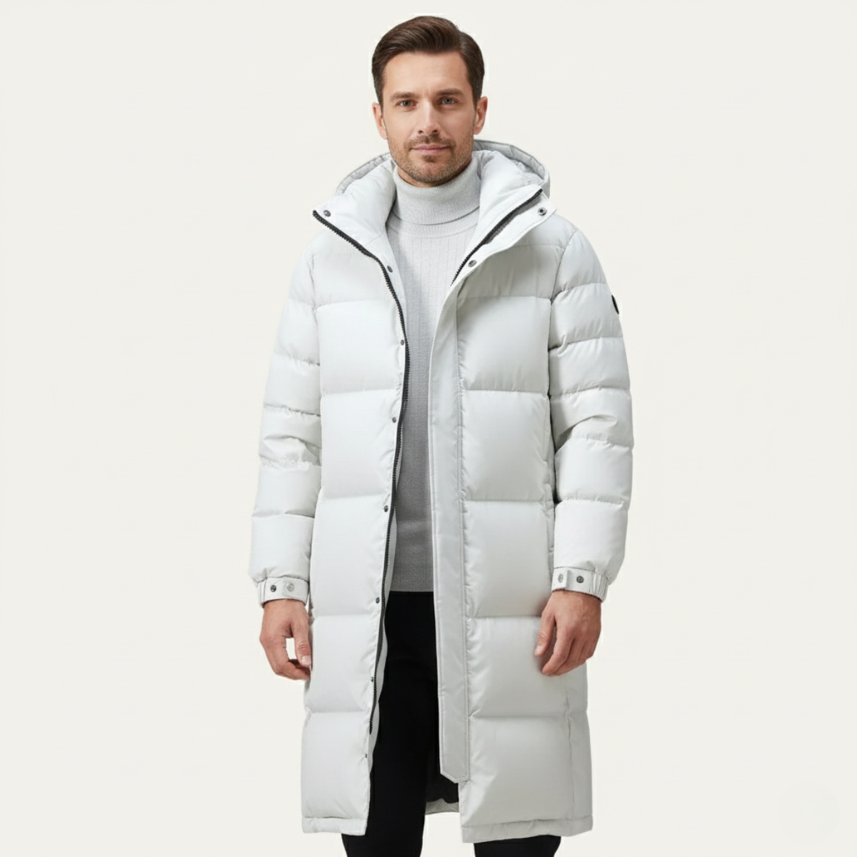 Men's Hooded Longline Puffer Coat Black