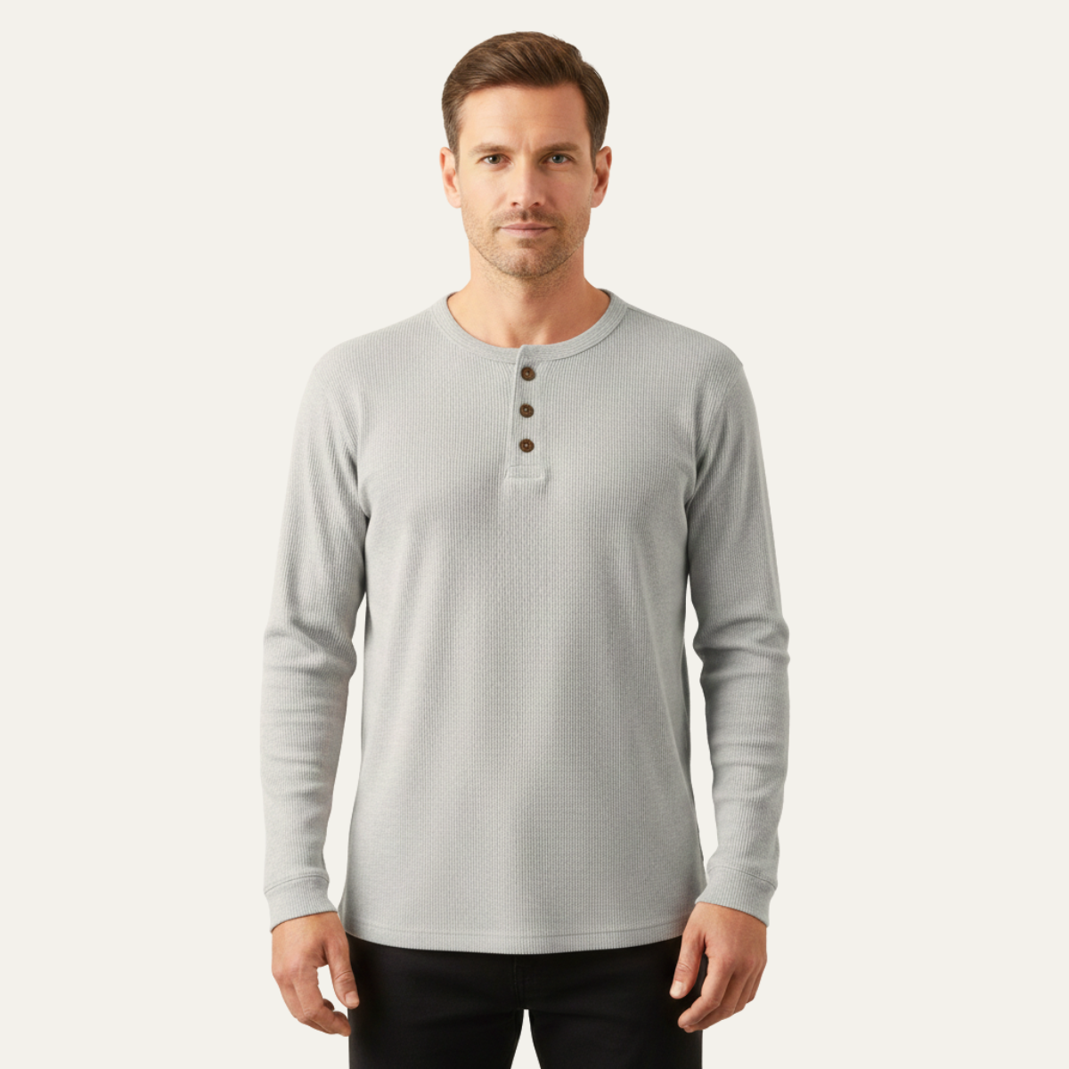 Men's Slim Fit Thermal Cotton Henley Shirt