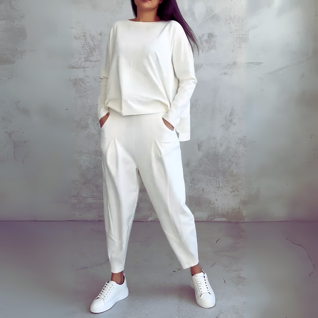 Women's Two-Piece Leisure Suit Long Sleeves Round Neck - VibreMode