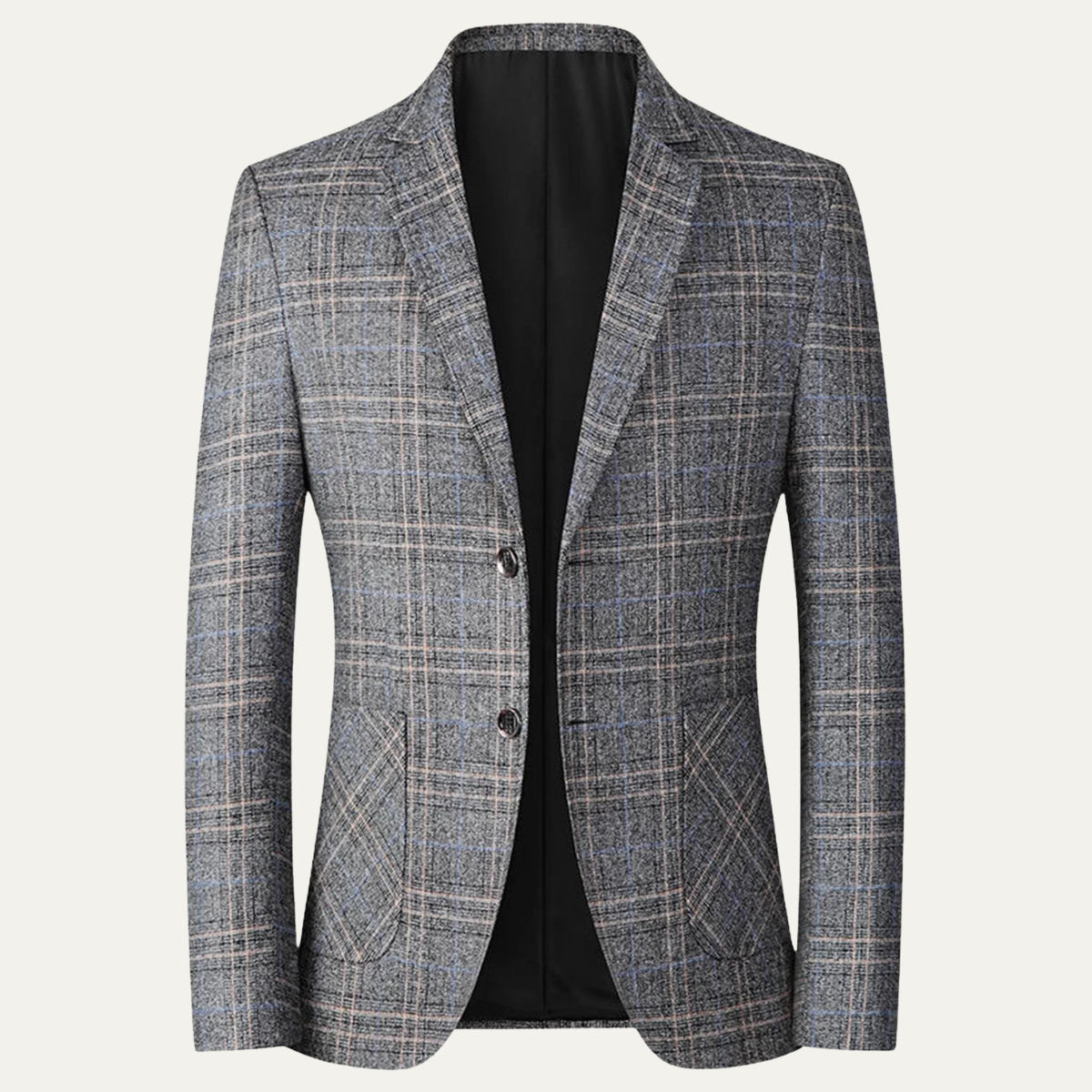 Mens Slim Fit Blazer Checked Lightweight Navy - VibreMode