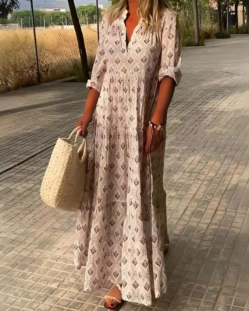 Boho Long Dress Floral Print - VibreMode