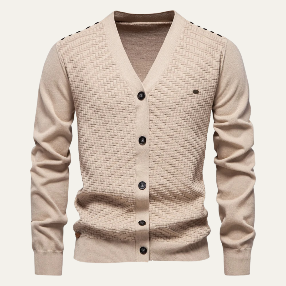 Men's Textured Knit V Neck Cardigan - VibreMode