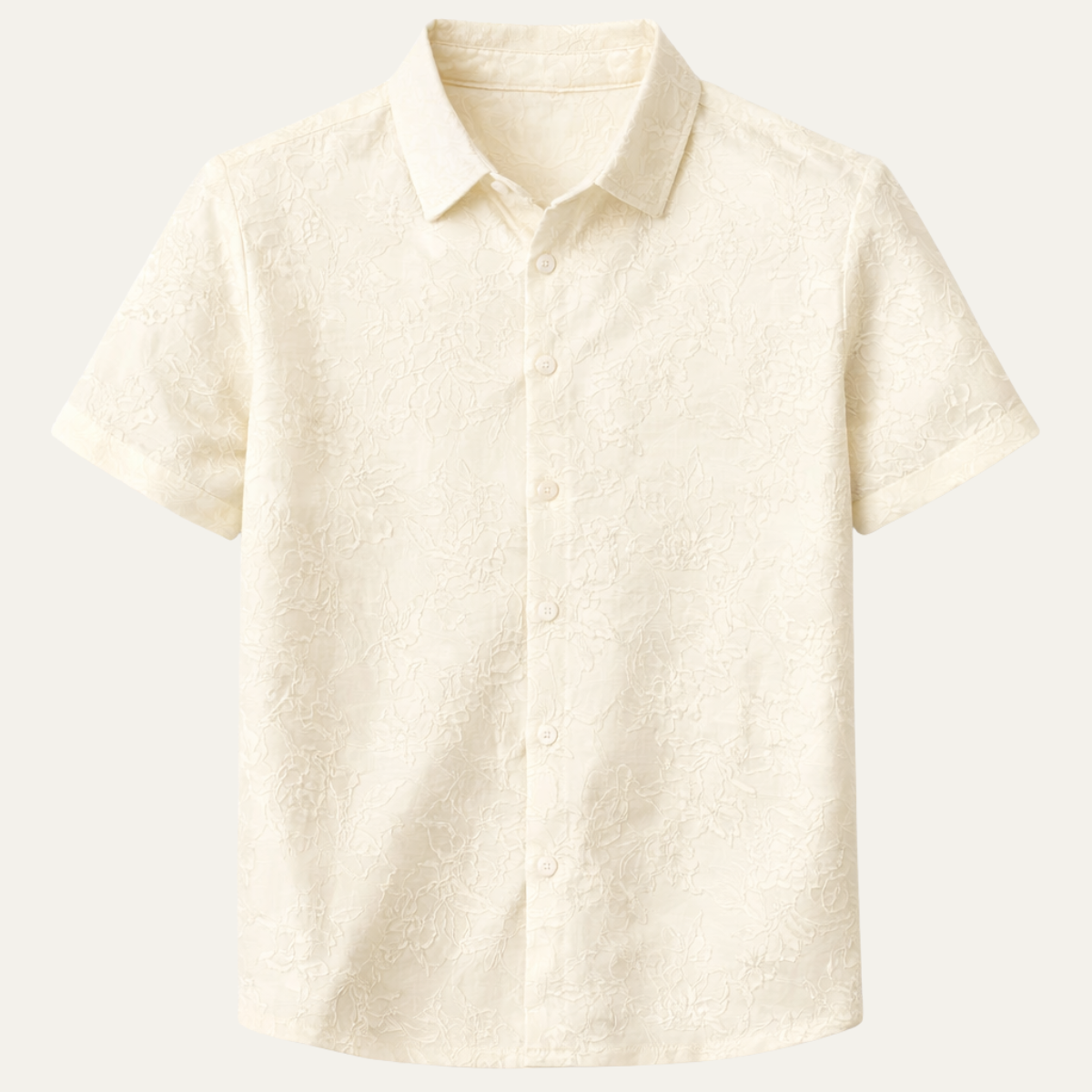 Men's Ivory Textured Button Up Shirt - VibreMode