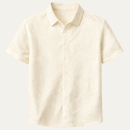 Men's Ivory Textured Button Up Shirt - VibreMode
