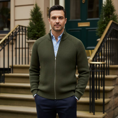 Men's Merino Wool Zip Up Cardigan