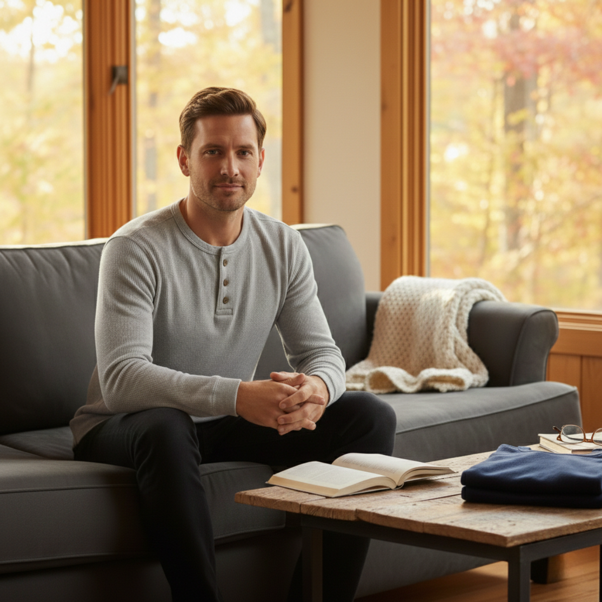 Men's Slim Fit Thermal Cotton Henley Shirt