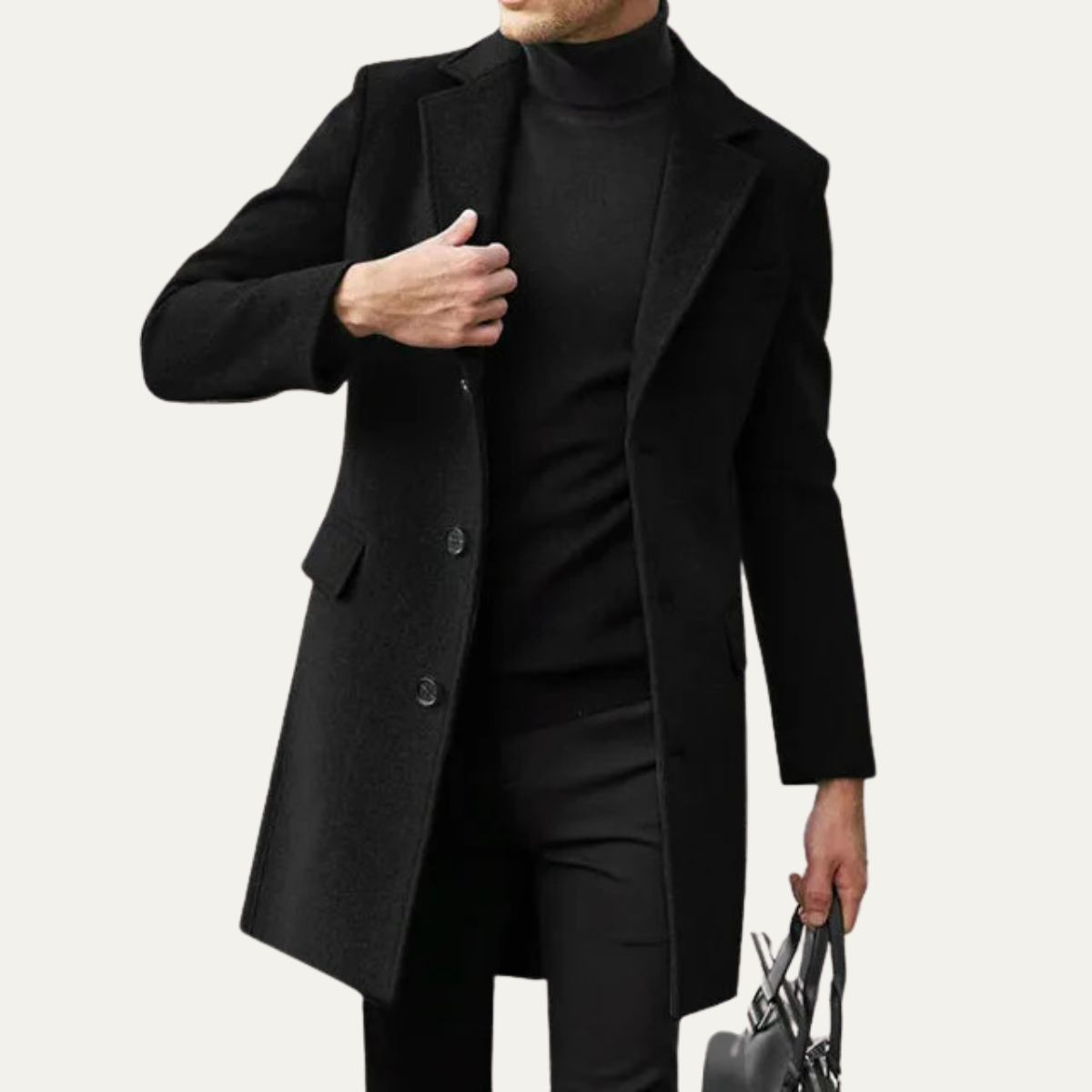 Pembroke Men's Wool Single Breasted Coat Black