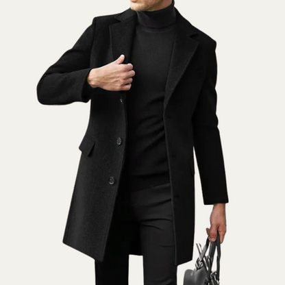 Pembroke Men's Wool Single Breasted Coat Black