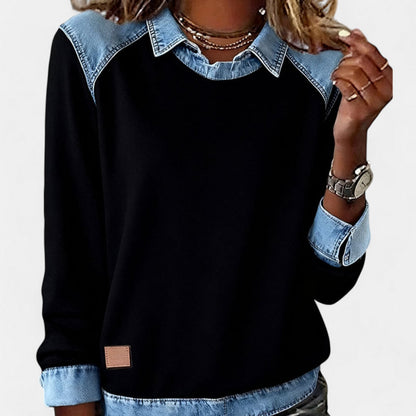 Women's Long Sleeve Sweater Layered Collar