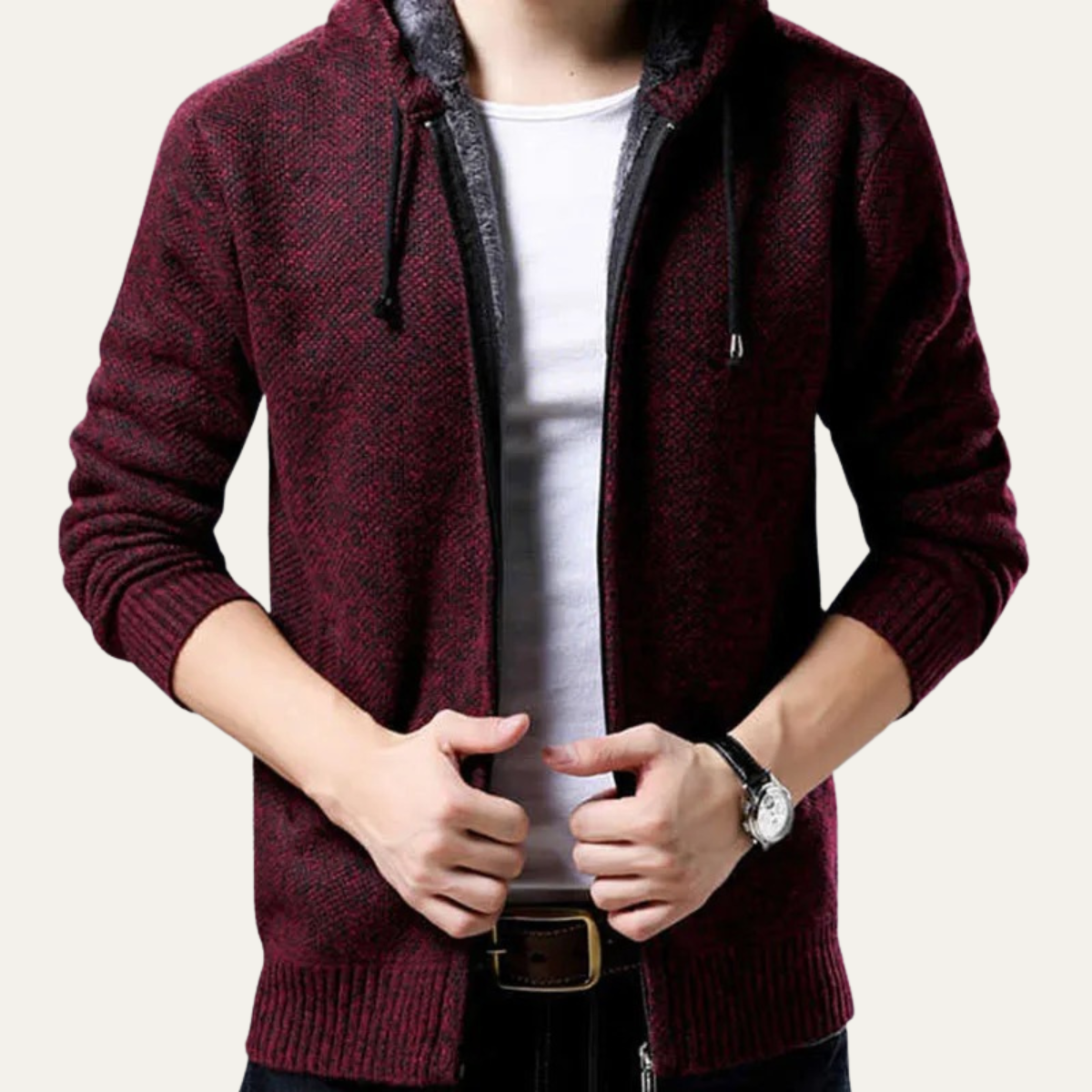 Men's Casual Knit Zip Hoodie Jacket