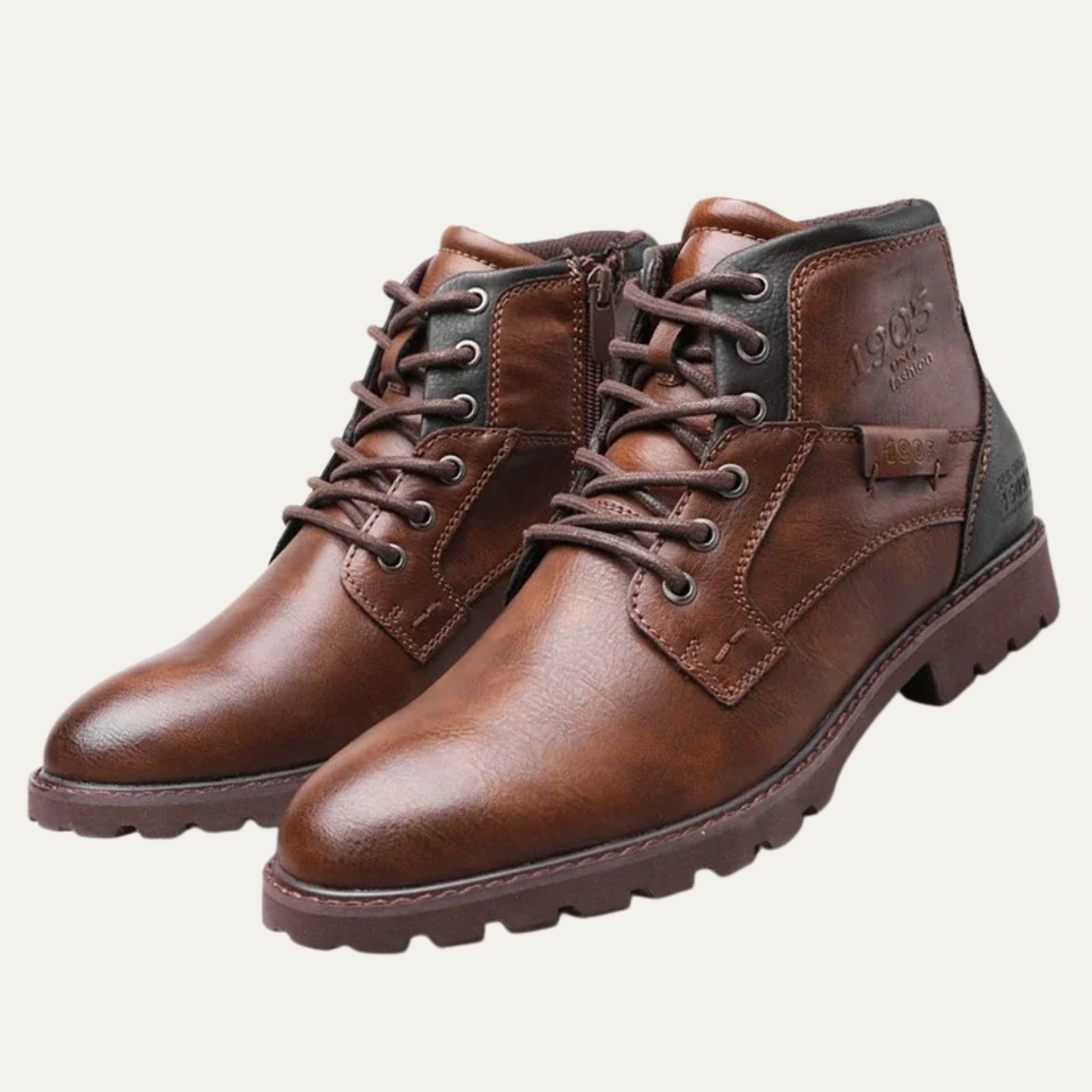 Stanhope Men's Ankle Biker Boots Durable Leather Black - VibreMode