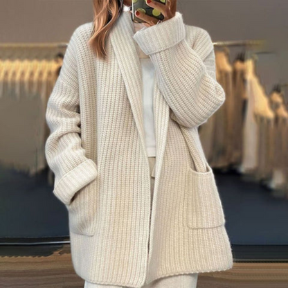 Women's Knit Cardigan Shawl Collar Wide Cuffs - VibreMode