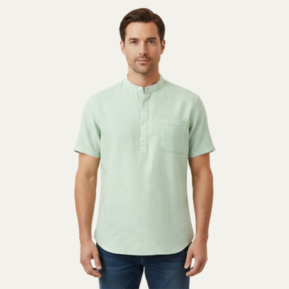 Men's Classic Linen Henley Shirt