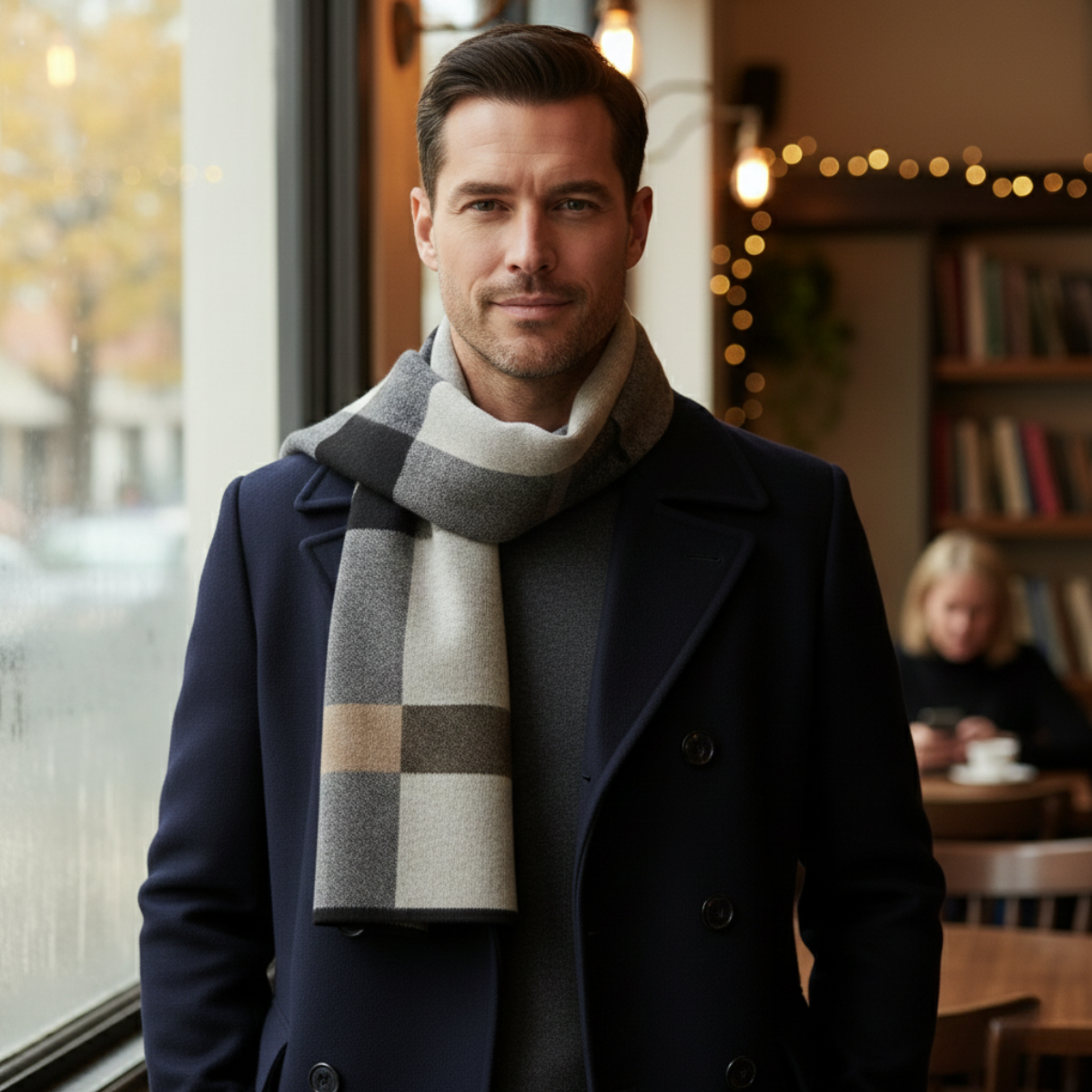 Men's Classic Plaid Scarf Wool Knit