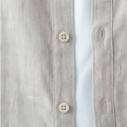 Men's Linen Shirt Thin Round Neck Vintage Style