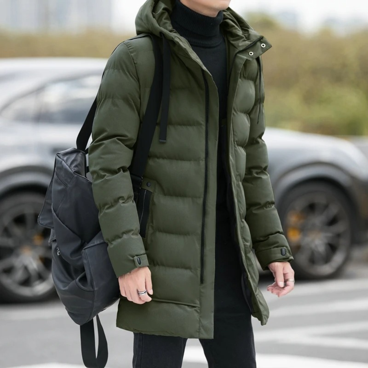 Men's Longline Puffer Coat Black