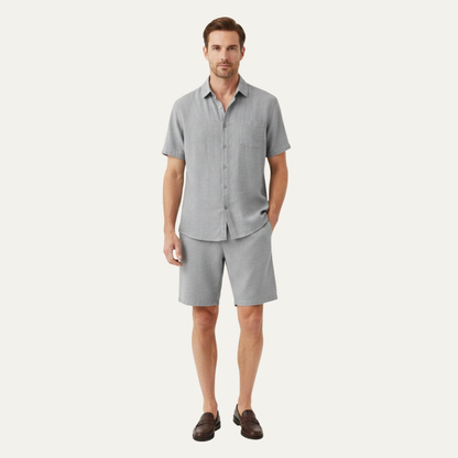 Men's Linen Shirt And Shorts Breathable Summer Set