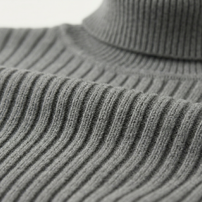 Men's Slim Fit Turtleneck Sweater Ribbed Knit