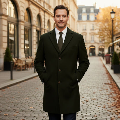 Men's Wool Blend Overcoat Single Breasted