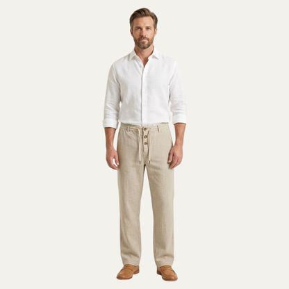 Men's Cotton Linen Straight Leg Pants Breathable