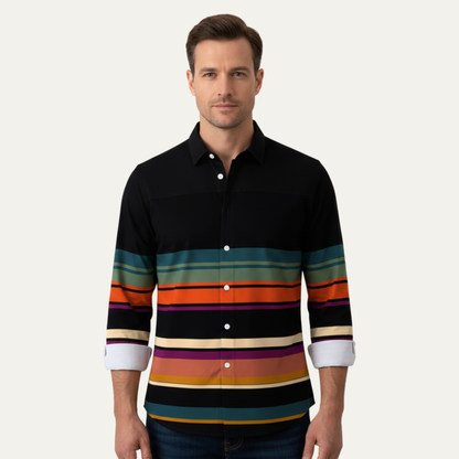 Men's Striped Color Block Shirt