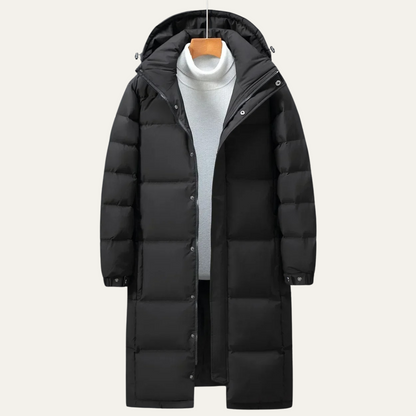Men's Hooded Longline Puffer Coat Black